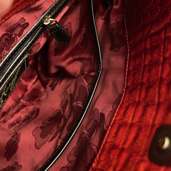 Sharif Studio Red Pebbled Handbag with Rhinestones, Used Once. - Picture 9 of 13